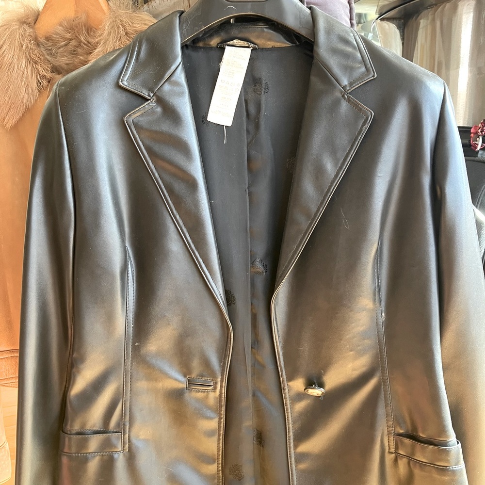 Original Gianni Versace black leather jacket, vintage